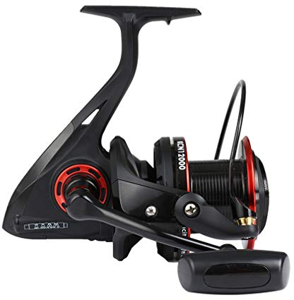 Diwa Sich drehende Angelrollen 8000/10000/12000 Serie Süßwasser-Salzwasser-Hochseefischerei 12 + 1 Edelstahl BB 70 LBS Maximaler Widerstand Ultra Smooth Powerful Spool Durable Gear (Black,8000)