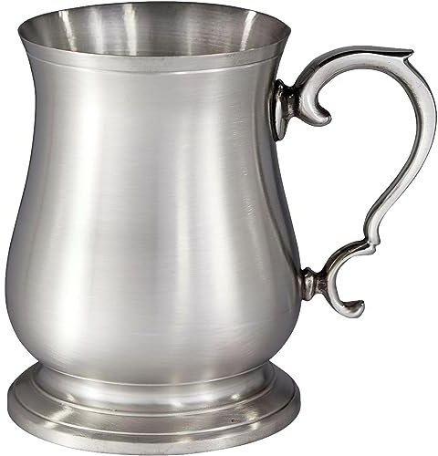 I LUV LTD Zinn Krug Extra Schwer 1 Pint Handgegossene Abbey Bell mit Satiniertem Finish Rein Schwer Messgerät Bier Krug Perfekt zum Gravieren Personalisierte Geschenke für Männer und Frauen