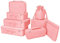 Koffer Organizer Reise Kleidertaschen 8 Sets/7 Farben Travel Gep?ck Organisatoren enthalten wasserdichte Schuh-Aufbewahrungsbeutel Bequeme Kompressions Beutel für Reisen ,New Pink