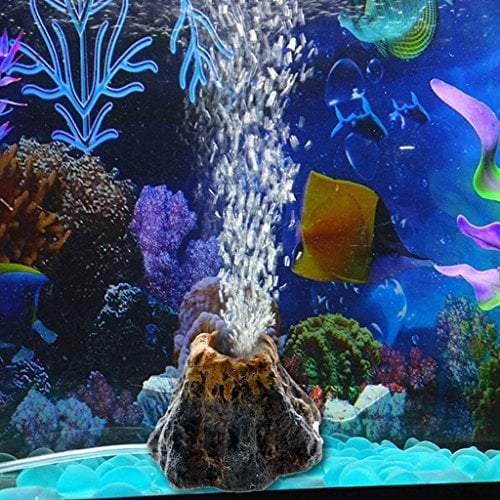 Aquarium Volcano Shape & Air Bubble Stone Oxygen Pump Fish Tank Ornament Decor