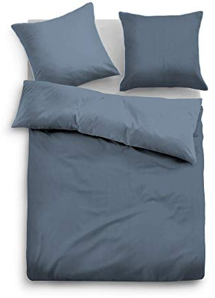 Tom Tailor Satin Bettwäsche Mika, Jeans, Baumwolle, Wendebettwäsche, Schlafzimmer, 135 x 200 cm, 155 x 200 cm, 155 x 220 cm, 200 x 200 cm Größe 2X 80 x 80 cm + 200 x 200 cm