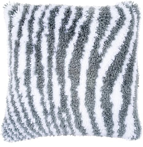 VERVACO Latch Cushion Set Decorative Cushion Cover Latch Set for Beginners Zebra Look Crafts Adults Creative DIY Handmade Cushion for DIY 40 x 40 cm Latch Hook Kit Latch Hook Set Cushion