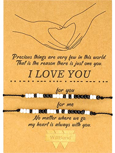 Valentinstag Morse Code Armband Ich Liebe Dich Freundschaft Paar Familie Armband Geschenk (I Love You Perlen Stil)