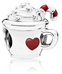 FGT Hot Chocolate Cup Charm fits Pandora Moments Bracelets Candy Cane Sterling Silver Gift Coffee Cream Birthday