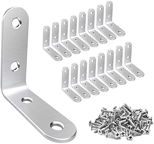 25 Pcs Angle Brackets L Bracket Stainless 90 Degree Corner Brace, Sturdy Right Silver Angle Heavy Duty for Repairing Furniture (40 * 40mm)