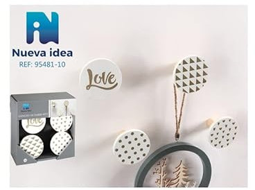 New Idea Wandhaken, 4 Stück, rund, Mehrfarbig, klein