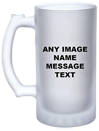 Personalised with Your Own Image/Text/Message/Any Name 16oz Frosted Stein Beer Mug Joke Dad, Father’s Day, Grandad, Uncle, Birthday, Christmas Pitcher Tankard Secret Santa.
