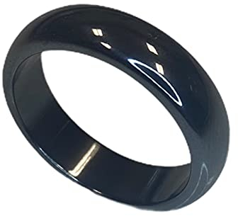 mysale24.de Damen und Herren Ring aus Hämatit Edelstein Steinring schmal rund schlicht dunkelgrau hochwertige Qualität (60 (19mm))