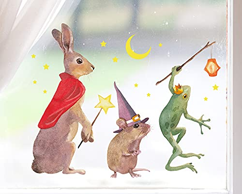 TinyFoxes Fensterbild Lichterfest - ob Halloween oder Fasching - Fensterdeko für das Kinderzimmer - selbsthaftend und wiederverwendbar - handgezeichnet von Kristin Franke