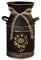 Fovasen Shabby Chic Vase Rustic Galvanized Metal Milk Can Golden Sunflower Embossed Decorative Design - Black 7.6 H