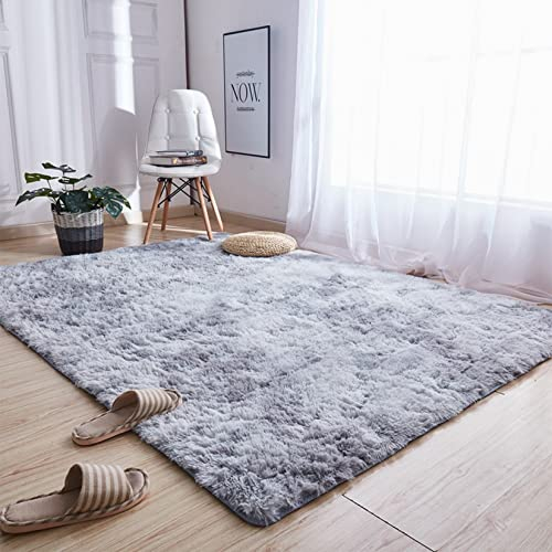 LIUWEIE Wohnzimmer Teppich 100x180cm Flauschige Teppiche Flauschige Flachflor Teppiche Hochflor Langflor Teppiche fürs Wohnzimmer, Schlafzimmer, Esszimmer oder Kinderzimmer, Hellgrau