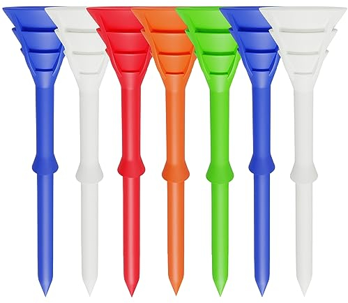 FINGER TEN Golf Tees Plastic Unbreakable Long 3 1/4 inch Cup Bulk Value 100 Pack,Golf Tee Upgrade Low Resistance Cushion Multiple Colors (Multicolor)
