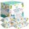 HAPPY BUM Sensitive Water Lot de 4 paquets de lingettes pour couches pour bébé, hypoallergéniques, non parfumées, 4 paquets de lingettes à rabat (320 lingettes au total)