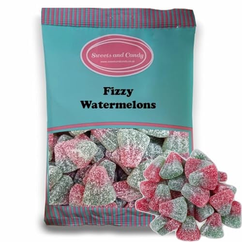 Sweets and Candy® VEGAN Fizzy Watermelons 1kg Bulk Bag – Sour Watermelon Jelly Pick and Mix Sweets – Vegan and Vegetarian Friendly Chewy Candy for Party Bags, Sweet Tables & Sharing