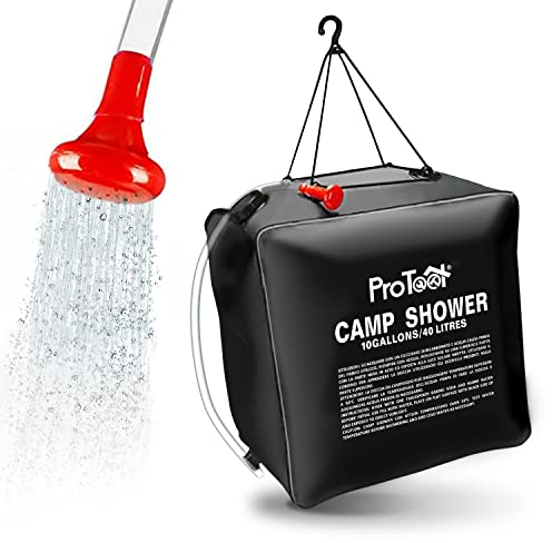 Sac de Douche Solaire de Camping, 20 L/40 L, Chauffage Solaire, Sac de Camping Maxi, Douche Portable avec Tube Amovible et Pomme de Douche, pour Camping, randonnée, activités de Plein air (40L)