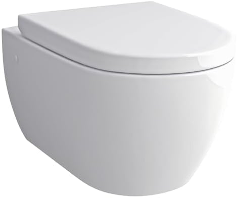 Alpenberger Moderne Toilette | Komplett-Set mit Toilettendeckel mit Absenkautomatik | Hänge WC Spülrandlos fürs Bad & Gäste WC | Tiefspüler Passend zu Geberit (7201 U)