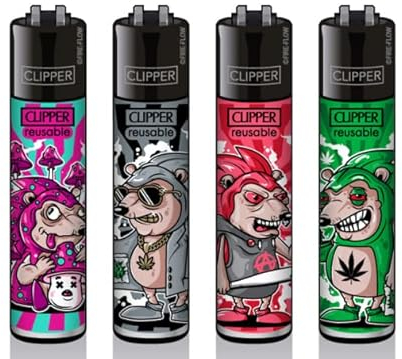 Clipper® Feuerzeuge - 4er Set + Crystal Balls (Igel)