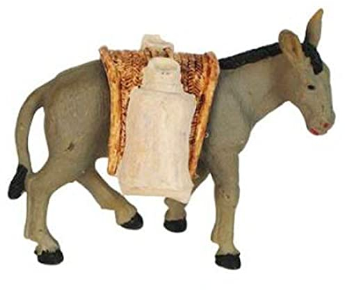 Acan Tradineur - Burro con alforja para Belén, durexina, Figura Decorativa de Animal para Nacimiento, Adorno Artesano, Pesebre, Navidad, 7 x 8 x 3 cm, Modelo Aleatorio