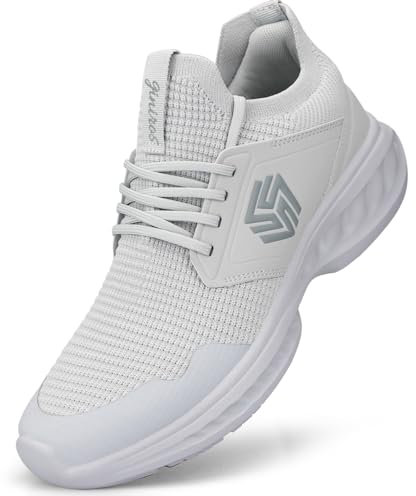 Giniros Sneaker Damen Schuhe Sportschuhe Laufschuhe Turnschuhe Damen rutschfeste Leichte Fitness Jogging Walkingschuhe Atmungsaktiv Straßenlauf Schlüpfen Schuhe Freizeitschuhe Damen lichtgrau 42 EU
