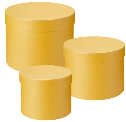 OASIS Symphony Lined Yellow Hat Boxes - Set of 3 - Flower Display Storage Home Wedding Display