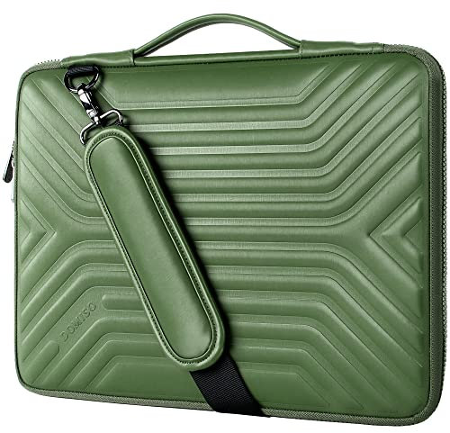 DOMISO 15.6 Shockproof Waterproof Laptop Sleeve with Strap Lightweight Soft EVA Tablet Case for 15.6 Inch Laptops/Apple/Lenovo IdeaPad/Acer Aspire E15 / HP ENVY 15 / Dell/ASUS, Olive