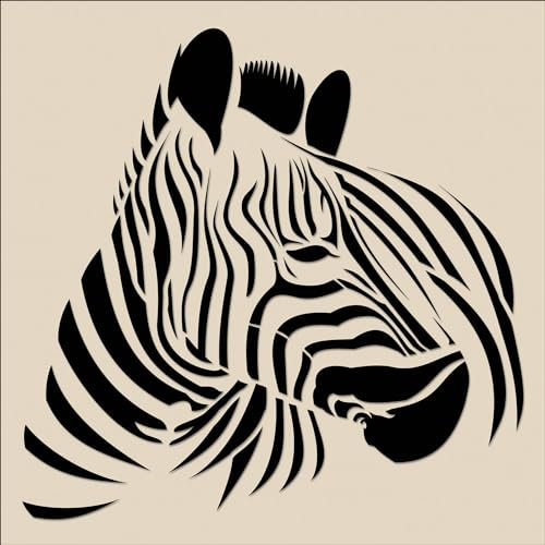 Animal Schablonen No.1, Großformat Wandkunst Malerei Schablone, Wiederverwendbare Kunststoff Dekoration Vorlage (Zebra, M)