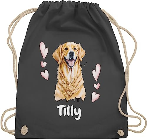 Turnbeutel Rucksack - Hunde - Golden Retriever - Hundebesitzern Geschenk - Unisize - Dunkelgrau - personalisierte geschenke hundebesitzer hund tasche bag with dog hundemotiv sportbeutel taschen