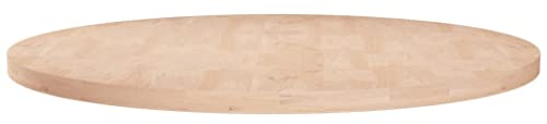vidaXL Runde Tischplatte Massivholzplatte Eichenplatte Holzplatte Platte Ersatztischplatte Ø80x2,5cm Unbehandeltes Massivholz Eiche