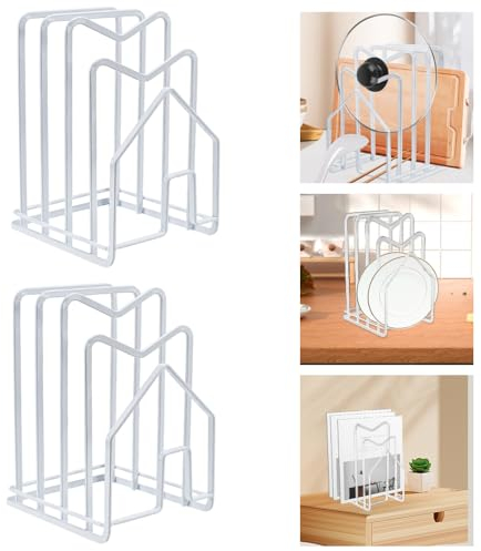 LIMITADA 2pcs Schneidebrett Rack Schneidebrettständer Weiss Schneidebrett Halter Ständer Schneidebrett Halterung Topfdeckelhalter Schneidebrett Organiser Ständer Topfpfannendeckel Halter für Küche