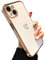 ZTOFERA Compatible with iPhone 15 Case for Girls Women, Flexible Silicone Protective Phone Case with Cute Love Heart Pattern Gold Edging Shockproof Bumper Cover for iPhone iPhone 15, White