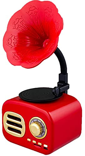 Vintage-Grammophon-Ornamente, kreative Lautsprecher, Plattenspieler mit Kupferhorn, Bluetooth-Lautsprecher und Subwoofer, Aux-in/USB/mehrfache Kompatibilität