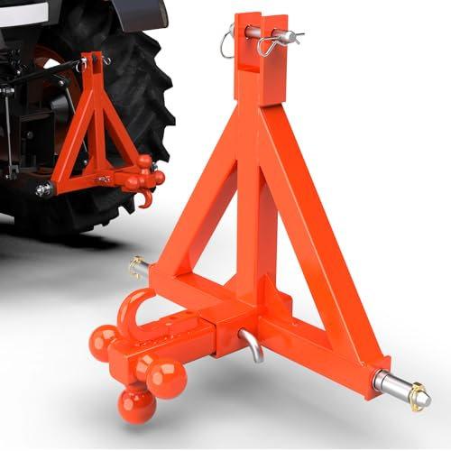 Sulythw 3-Punkt-Anhängerkupplung 5,1 cm Empfänger mit Anhängerkupplung und Haken, Schwerlast-Traktor-Deichsel für Traktor der Kategorie 1, kompatibel mit BX, Kubota, John Deere, NorTrac, Kioti, Yanmar