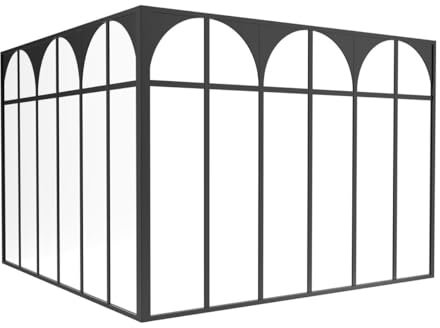 Vente-unique-Art-Deco-Glaswand Ecklösung - 180 x 180 x 130 - thermolackiertes Aluminium - Schwarz - ARCADEA