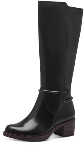 Tamaris Stivali Lunghi da Donna, Imbottiti, con Controllo Elasticizzato e Duo-Tex, Stivaletto, Nero, 39 EU