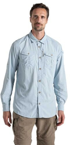 Craghoppers NosiLife Adventure III Long Sleeved Shirt, M, Niagara Blue