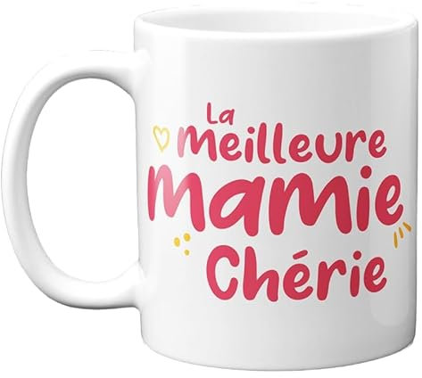 DECOHO – Taza de cerámica la mejor abuela querida – Cerámica, 33 cl – Estampado en Francia – Blanco
