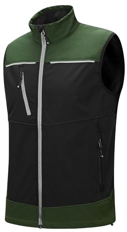 Scheibler Herren Arbeitsweste Ärmellose Softshell Weste Leichte Atmungsaktive Laufweste Wasserbeständig Winddichte Causal Outdoor Weste mit Fleece Innenseite für Radfahren Golf