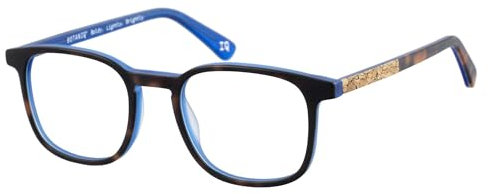 Botaniq Quadratisch Azetat Brillen in Tortoise Blue für Herren, Brille mit Sehstärke, optional mit Sonnenbrillen tönung oder Blaulichtfilter (Modell BIO-1012-102)