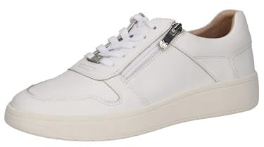 CAPRICE Damen Sneaker flach aus Leder mit Reißverschluss, Weiß (White Nappa), 38 EU