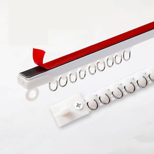 Self Adhesive no drill Ceiling Mount Non-Flexible Curtain Track ceiling curtain track for Living Room Bedroom Room Shower Divider(White,1m(3.3ft))