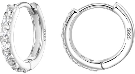 XUEBAIFU Klein Creolen Zirkonia Ohrringe Creolen 925 Silber für Damen Hypoallergen 10MM