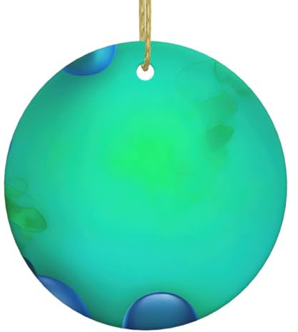 Adornos colgantes de cerámica para árbol de Navidad con estampado azul turquesa para el hogar, fiesta, vacaciones, suministros de decoración