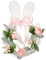 Belupai Osterkranz für die Haustür, 25,4 cm, Osterhasen-Kranz, Rosa Blume, Frühling, Niedlicher Plüsch-Hasen-Ohrkranz mit Grünen Blättern und Schleife, Hängendes