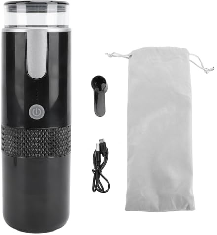 lyrlody Tragbare Kaffeemaschine, Reise Kaffeemaschine für Auto mit Akku, Kompatibel mit gemahlenem Kaffee und Kapseln