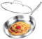 DELARLOCHEF Dreilagige Edelstahl Bratpfanne mit Deckel 26cm,Edelstahlpfanne Unbeschichtet,Induktions Pfanne,Hocheffiziente und Energieeffiziente Pfannen für Steak,Ei,10-Zoll