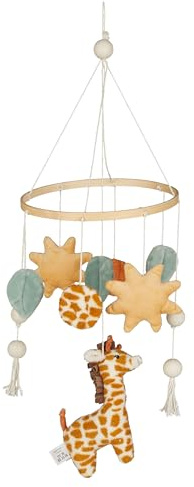 Sterntaler Deko-Mobile Giraffe & Löwe - Filigrane Wattierung, Weiches Stoff, Holzring - Liebevolle Babyzimmer Deko & Einschlafhilfe