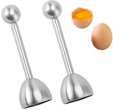 2 Stück Eierköpfer,Edelstahl Eieröffner mit Kugel,Gekochte Eier Öffner,Eierschalensollbruchstellenverursacher,Kreatives Einfacher Shell Gadget,Egg Eiköpfer,für Harte und Weiche Eier Harte Gekochtes