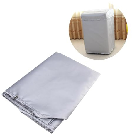 NUOBESTY Housse Machine à Laver en Polyester Argenté, Imperméable et Écran Solaire pour Couvrir la Machine à Laver à Chargement Dessus Ouverture Zippée Adaptée