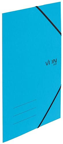 VON Leitz 5er Pack Eckspannermappe A4, Recycling-Karton, Für 150 Blatt, 3 Klappen, Mappe mit Gummizug, Mit modernem VON-Aufdruck, Leichter Ordner für Schule & Zuhause, Hellblau, 30080030