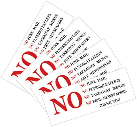 ETHZZLE 4pcs Mailbox Stickers No Junk Mail Flyers Sign Self Adhesive Labels for Indoor Outdoor Use High Visibility Decals for Accurate Mail and Commercial Settings